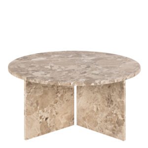Vega Round Coffee Table with Brown Marble Top 90cm