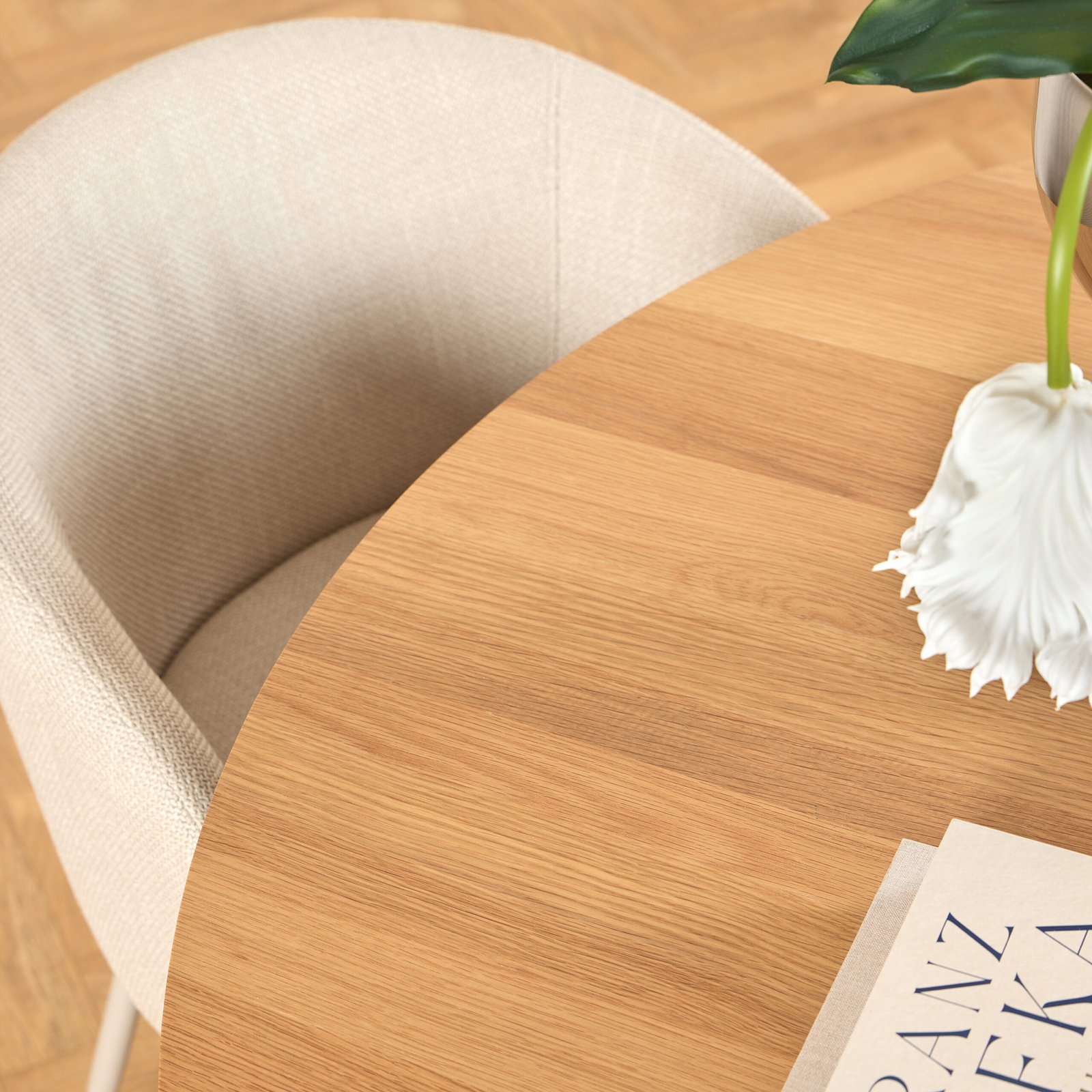 Soli Round Dining Table in Oak/Grey 120x75cm - Image 4