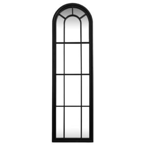 Black Wood Tall Arched Window Mirror