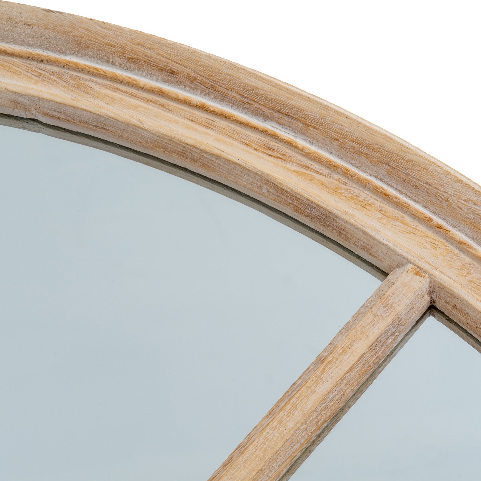 Washed Wood Round Window Mirror - Image 3