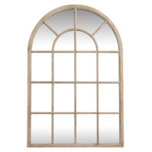 Washed Wood Arched Window Mirror