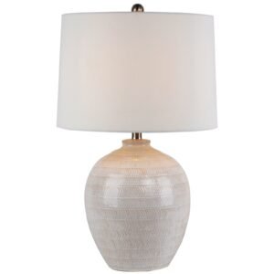 Chevronne Ceramic Table Lamp With Linen Shade