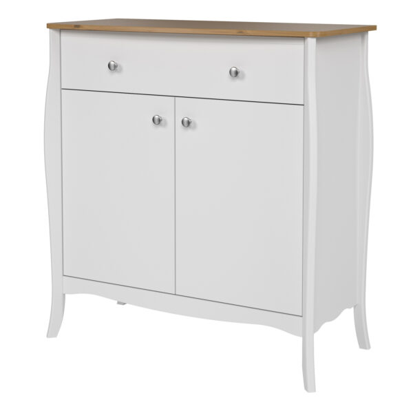 Baroque Sideboard 2 Doors 1 Drawer in Pure White Iced Coffee Lacquer - Image 3