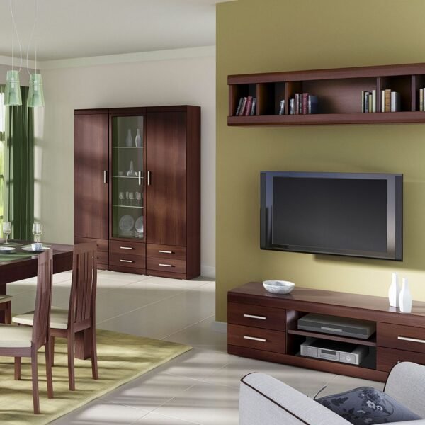 Imperial Wide 4 Drawer TV Cabinet in Dark Mahogany Melamine - Image 6
