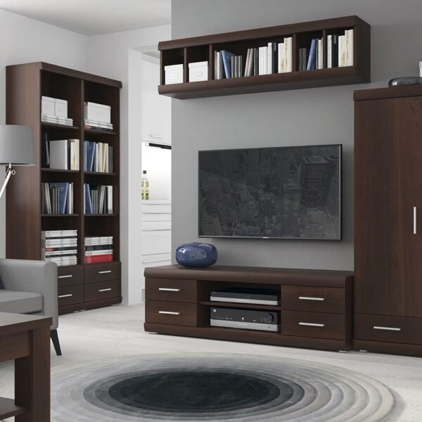 Imperial Wide 4 Drawer TV Cabinet in Dark Mahogany Melamine - Image 2