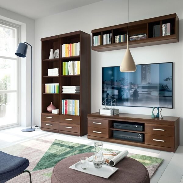 Imperial Wide 4 Drawer TV Cabinet in Dark Mahogany Melamine - Image 5