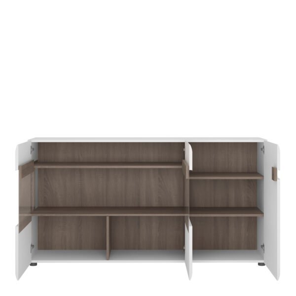 Chelsea Living 3 Door Glazed Sideboard in White with a Truffle Oak Trim - Image 3