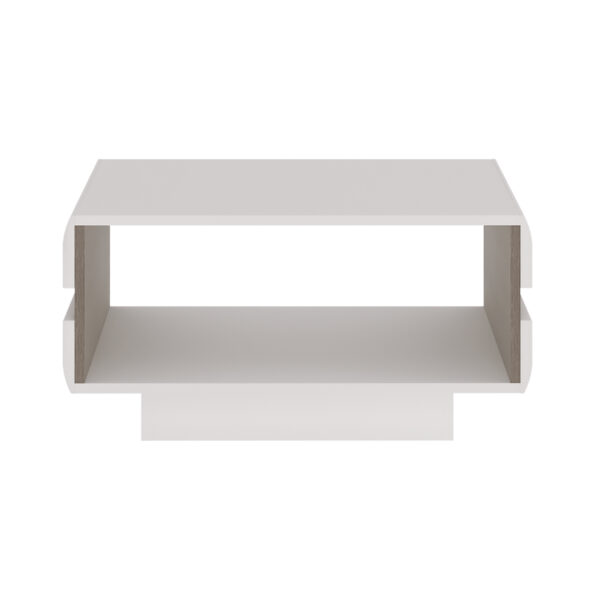 Chelsea Living Small Designer Coffee Table in White with a Truffle Oak Trim - Image 3