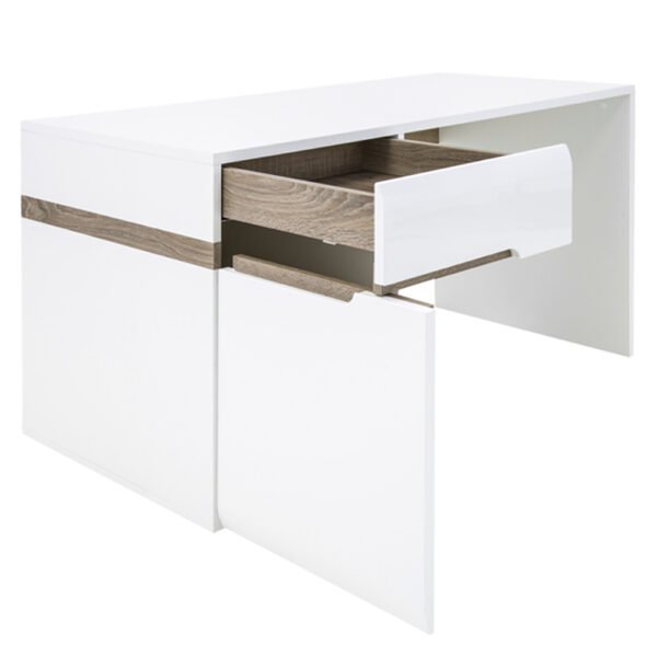 Chelsea Bedroom Desk/Dressing Table in White with a Truffle Oak Trim - Image 4