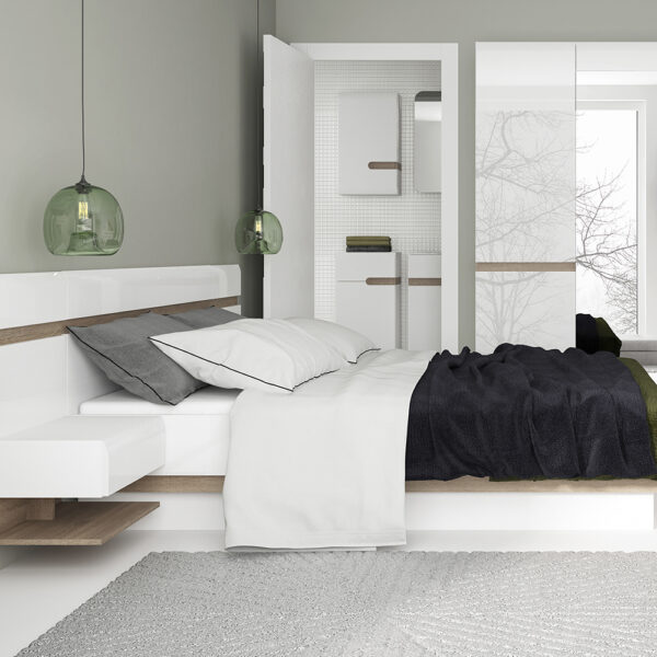 Chelsea Bedroom Kingsize Bed in White with a Oak Trim with Lift Up Function - Image 4