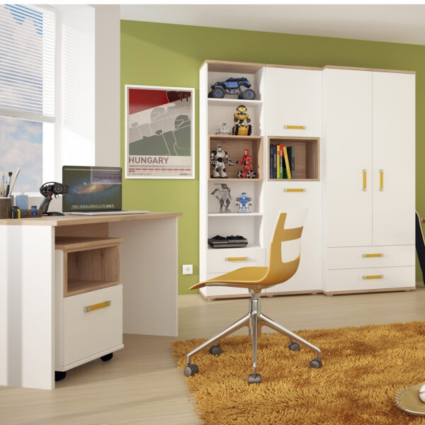 4KIDS Tall 2 Drawer Bookcase with Orange Handles - Image 4