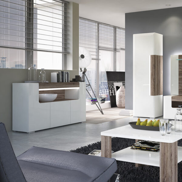 Toronto 3 Door Sideboard with open shelving (inc. Plexi Lighting) - Image 6