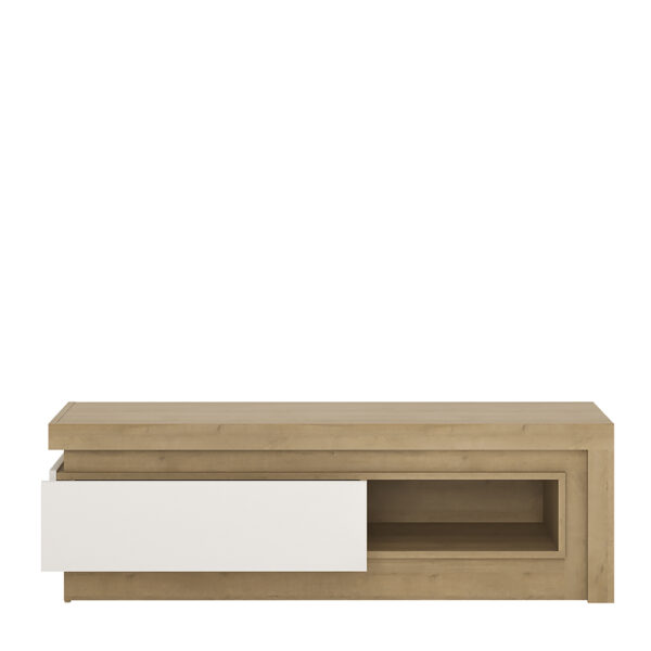 Lyon 1 Drawer TV Cabinet with Open Shelf in Riviera Oak/White High Gloss - Image 2