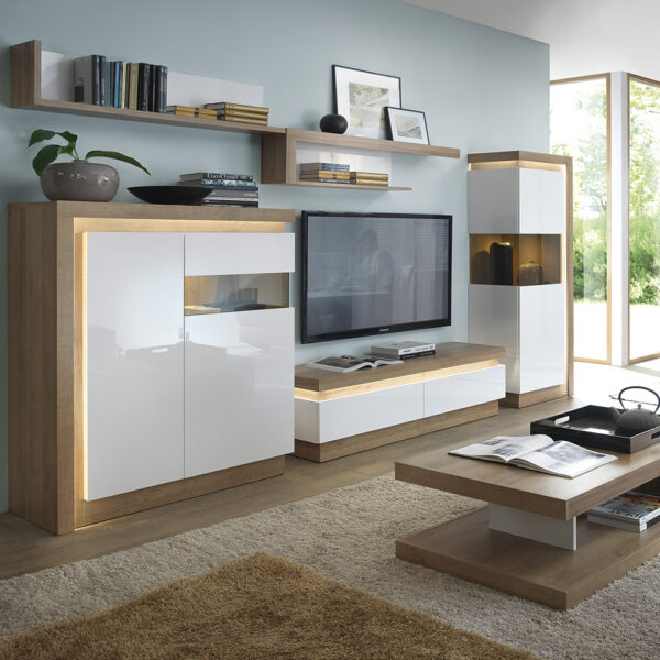 Lyon 120cm Wall Shelf in Riviera Oak/White - Image 4