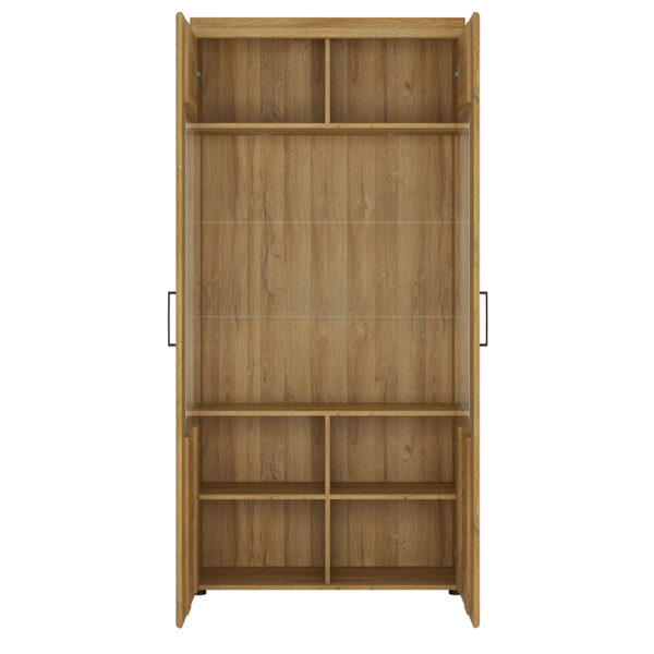 Cortina Tall Wide 2 Door glazed Display Cabinet in Grandson Oak - Image 2