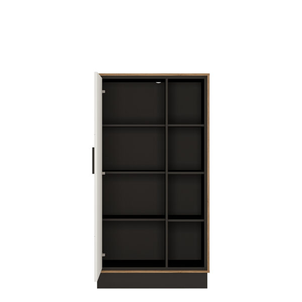 Brolo Wide 1 Door Bookcase With the Walnut and Dark Panel Finish - Image 2