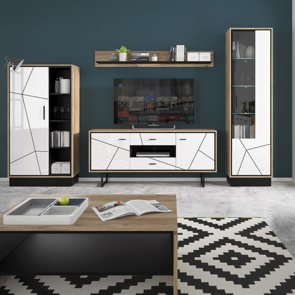 Brolo Wide 1 Door Bookcase With the Walnut and Dark Panel Finish - Image 3