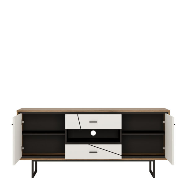Brolo 2 Door 2 Drawer TV Unit With the Walnut and Dark Panel Finish - Image 2