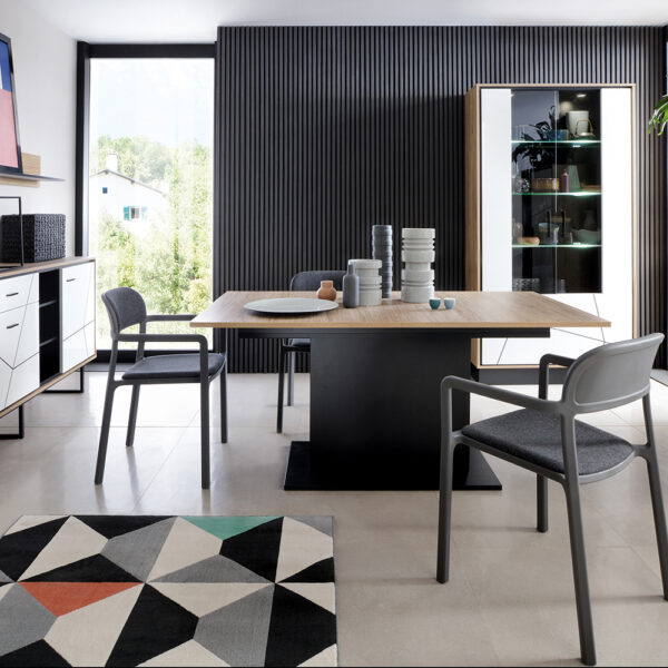 Brolo Extending Dining Table 160-200cm in Walnut and Dark Panel Finish - Image 3