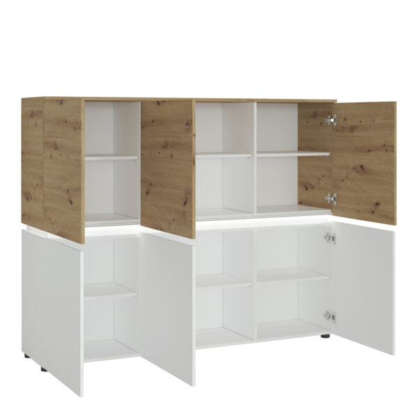 Luci 6 Door Cabinet (including LED lighting) in White and Oak - Image 2