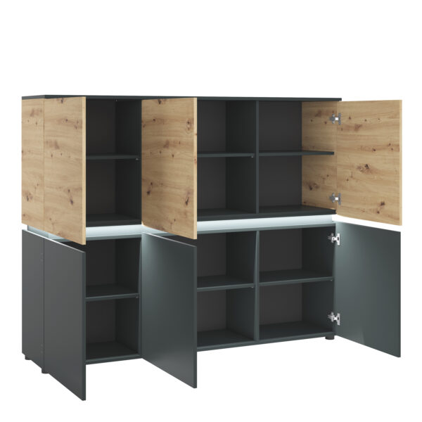 Luci 6 Door Cabinet (including LED lighting) in Platinum and Oak - Image 2