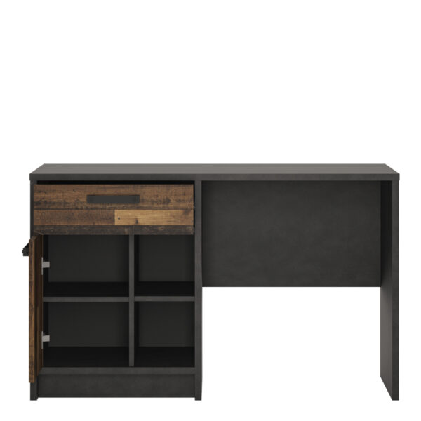 Brooklyn Desk with 1 Door and 1 Drawer in Walnut and Dark Matera Grey - Image 3