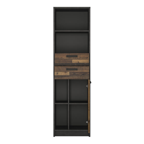 Brooklyn Bookcase in Walnut and Dark Matera Grey - Image 2