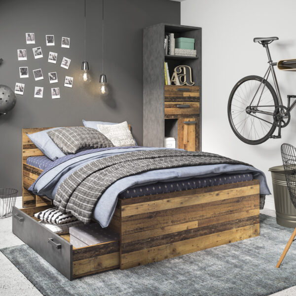 Brooklyn Bookcase in Walnut and Dark Matera Grey - Image 3