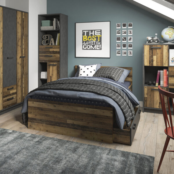 Brooklyn Bookcase in Walnut and Dark Matera Grey - Image 4
