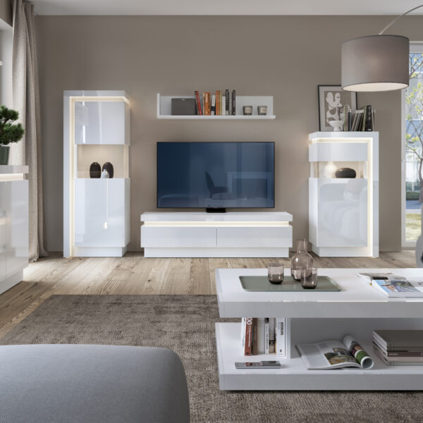 Lyon 120cm Wall Shelf in White and High Gloss - Image 4