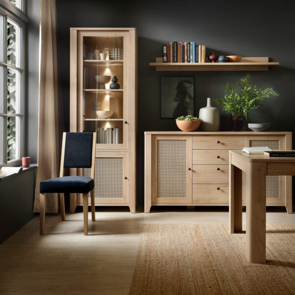 Cestino 2 Door 4 Drawer Sideboard in Jackson Hickory Oak and Rattan Effect - Image 5