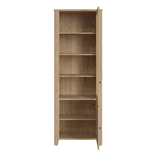 Cestino 2 Door Display Cabinet in Jackson Hickory Oak and Rattan Effect - Image 3