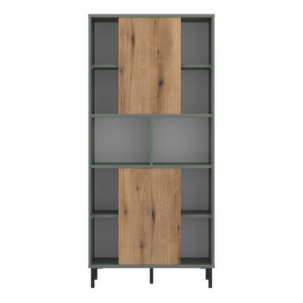Darwin Bookcase 2 Door in Green/Oak - Image 2