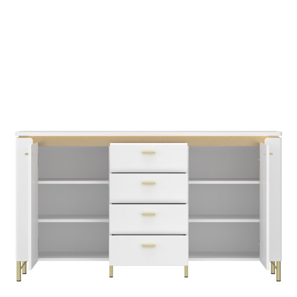 Lazio Sideboard 2 Door 4 Drawer in Alpine White/White Gloss - Image 2