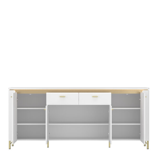 Lazio Sideboard 4 Door 2 Drawer in Alpine White/White Gloss - Image 2