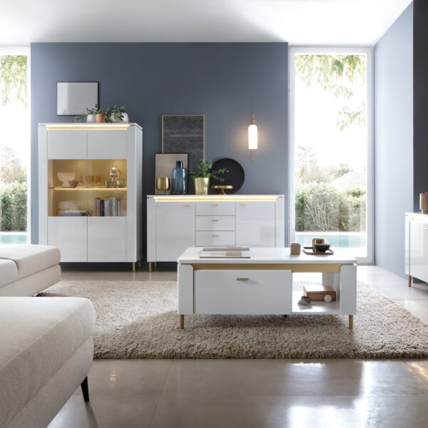 Lazio Vitrin 2 Door in Alpine White/White Gloss - Image 4