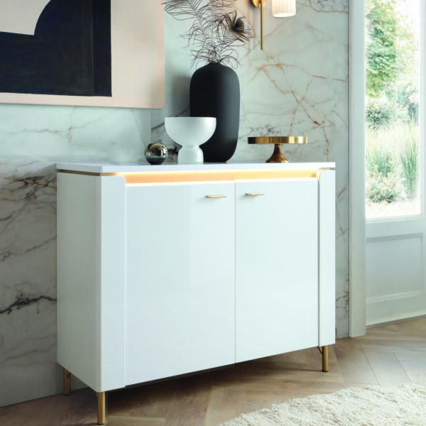 Lazio Sideboard 2 Door in Alpine White/White Gloss - Image 3
