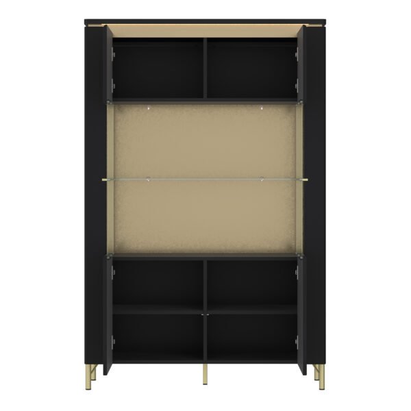 Genoa Vitrin 2 Door in Black Matt/Gold - Image 3