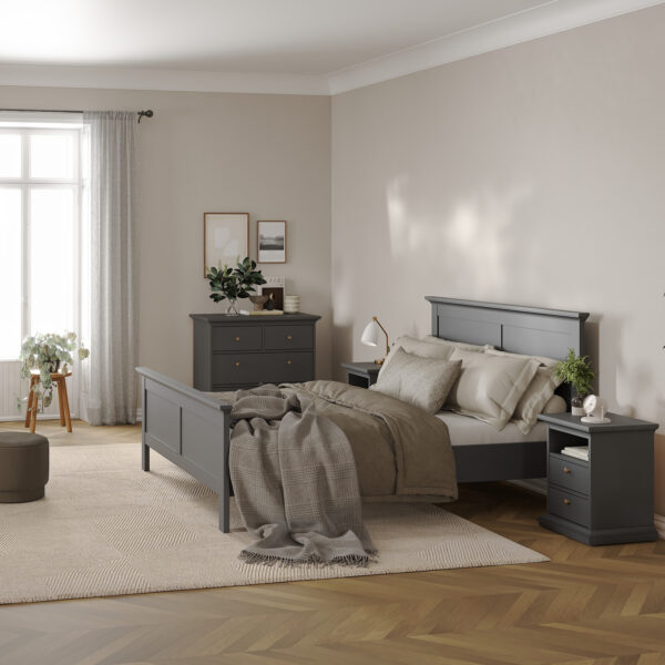 Paris Bedside 2 Drawers in Matt Grey - Image 6