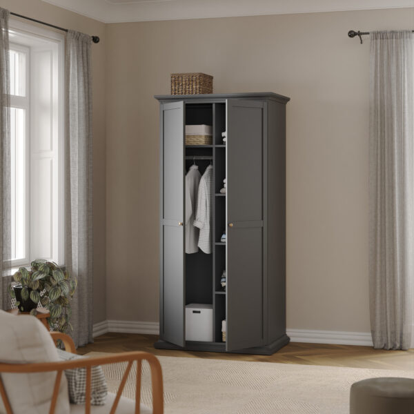 Paris Wardrobe with 2 Doors in Matt Grey - Image 8
