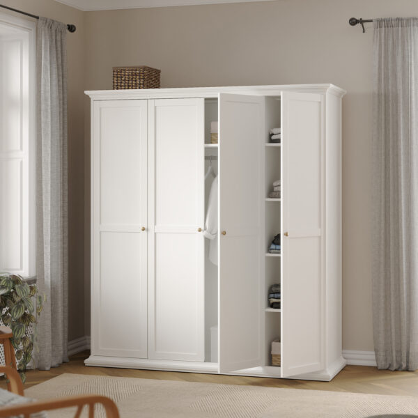 Paris Wardrobe with 4 Doors in White - Image 8