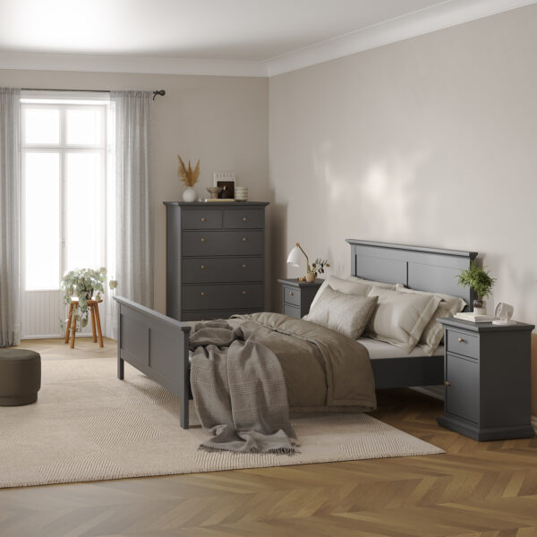 Paris Nightstand 1 Door + 1 Drawer in Matt Grey - Image 7