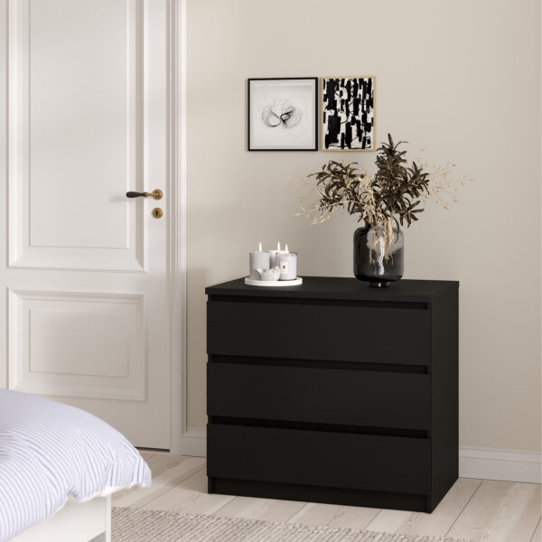 Naia Chest of 3 Drawers in Black Matt - Image 2