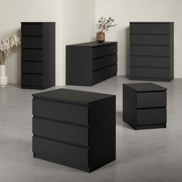 Naia Chest of 3 Drawers in Black Matt - Image 6