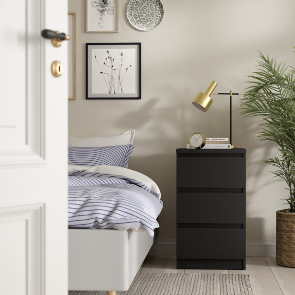 Naia Bedside 3 Drawers in Black Matt - Image 2