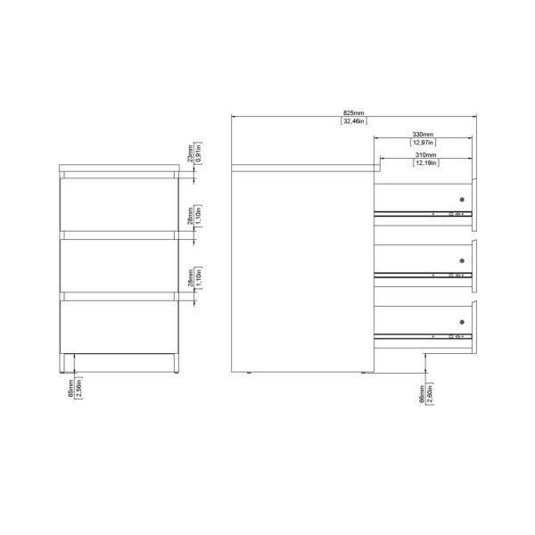 Naia Bedside 3 Drawers in Black Matt - Image 9