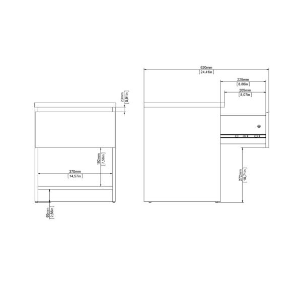 Naia Bedside 1 Drawer 1 Shelf in Black Matt - Image 10