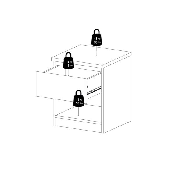 Naia Bedside 1 Drawer 1 Shelf in Black Matt - Image 11