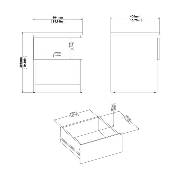 Naia Bedside 1 Drawer 1 Shelf in Black Matt - Image 9