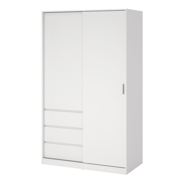 Naia Wardrobe with 1 Sliding Door and 1 Door + 3 Drawers in White - Image 4